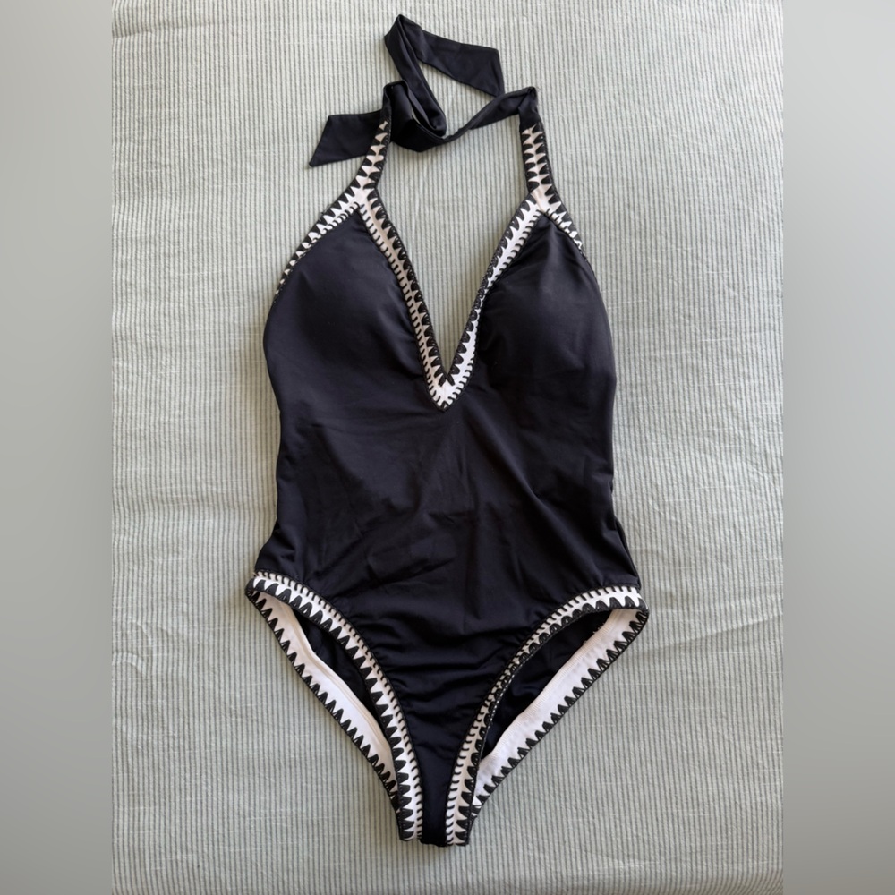 Seafolly Black and White One Piece Bathing Suit